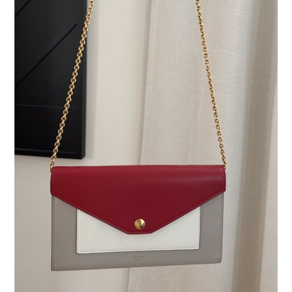 Celine Pheobe Pocket Flap tricolor chain clutch WOC